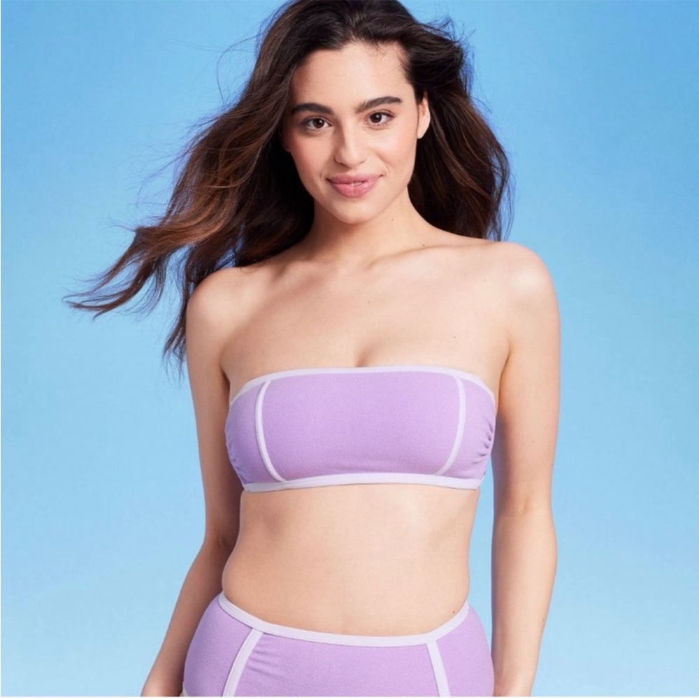 NWT Kona Sol Purple Terry Bikini Set Size Medium Top and Bottom D4